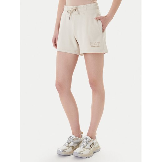 EA7 Emporio Armani Szorty sportowe 7W000269 AF12482 U1088 Beżowy Regular Fit ze sklepu MODIVO w kategorii Szorty - zdjęcie 187934089