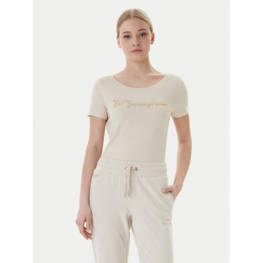 EA7 Emporio Armani T-Shirt 7W000978 AF10373 U1088 Beżowy Regular Fit ze sklepu MODIVO w kategorii Bluzki damskie - zdjęcie 187934198