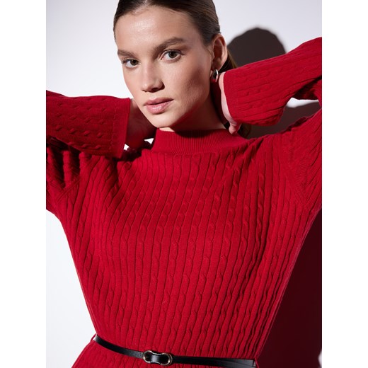 Mohito - Swetrowa czerwona sukienka midi - czerwony ze sklepu Mohito w kategorii Sukienki - zdjęcie 187936595