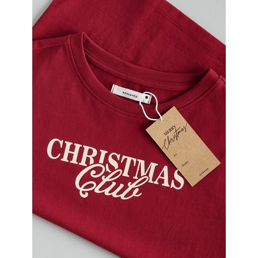 Reserved - T-shirt ze świątecznym motywem - bordowy ze sklepu Reserved w kategorii Bluzki damskie - zdjęcie 187937109