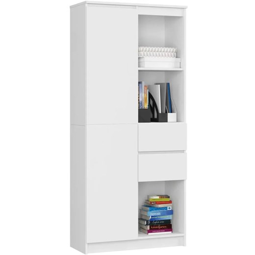 Biały regał na książki z szufladami - Vasco 3X ze sklepu Edinos.pl w kategorii Regały i witryny - zdjęcie 187937895