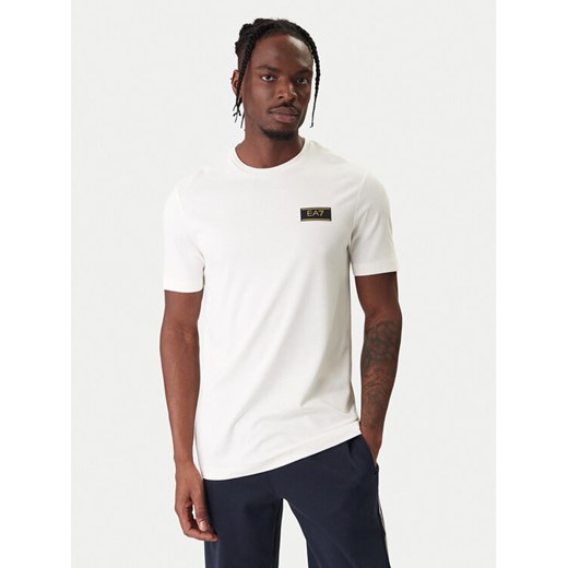 EA7 Emporio Armani T-Shirt 7M001331 AF13739 U0004 Écru Regular Fit ze sklepu MODIVO w kategorii T-shirty męskie - zdjęcie 187938206