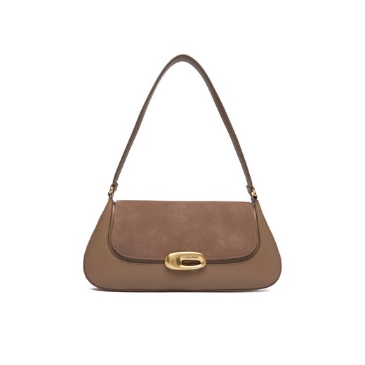 Torebka Calvin Klein Hardware Brushed Shoulder Bag LV04F3337G Beżowy ze sklepu eobuwie.pl w kategorii Torebki damskie - zdjęcie 187939888