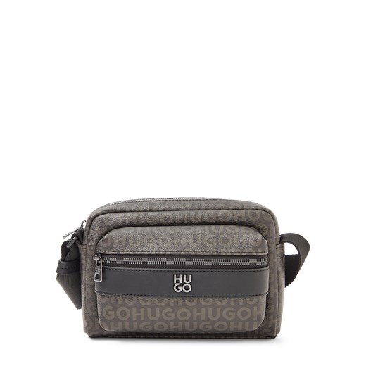 HUGO Męska torba na ramię - Quantic Mężczyźni Sztuczna skóra antracytowy wzorzysty ze sklepu vangraaf w kategorii Torby męskie - zdjęcie 187939998
