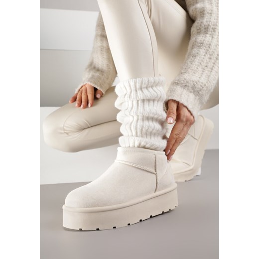 Beżowe Wsuwane Śniegowce z Futerkowym Ociepleniem na Platformie Eslin ze sklepu renee.pl w kategorii Śniegowce damskie - zdjęcie 187942379