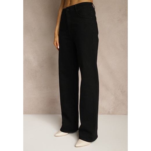 Czarne Jeansy Wide Leg High Waist z Bawełną i Domieszką Wiskozy Zozelia Renee XL promocyjna cena renee.pl