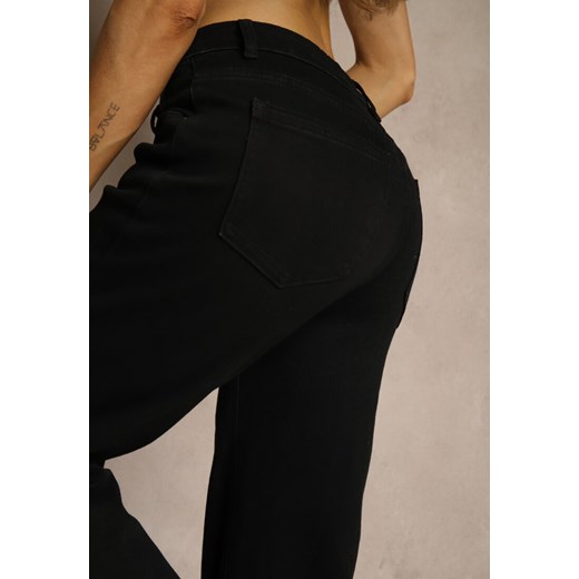 Czarne Jeansy Wide Leg High Waist z Bawełną i Domieszką Wiskozy Zozelia Renee L wyprzedaż renee.pl