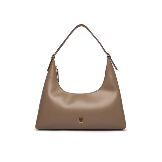 Torebka Calvin Klein Emblem Hw Lthr Shoulder Bag LV04F3262G Beżowy ze sklepu eobuwie.pl w kategorii Torebki damskie - zdjęcie 187949476