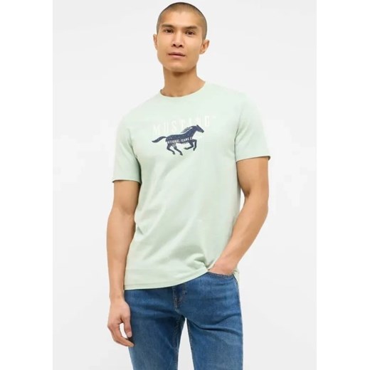 Męski T-Shirt Mustang Style Austin Frosty Green 1016484 6180 ze sklepu YouNeedit.pl w kategorii T-shirty męskie - zdjęcie 187951959