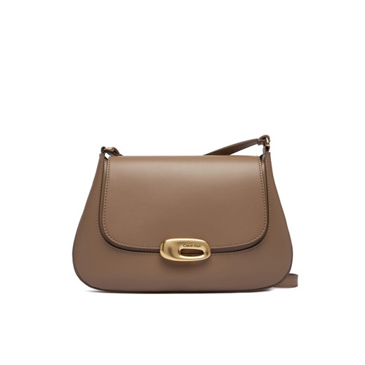 Torebka Calvin Klein Hardware Flap Meidum Crossbody LV04F3401G Beżowy ze sklepu eobuwie.pl w kategorii Listonoszki - zdjęcie 187952477