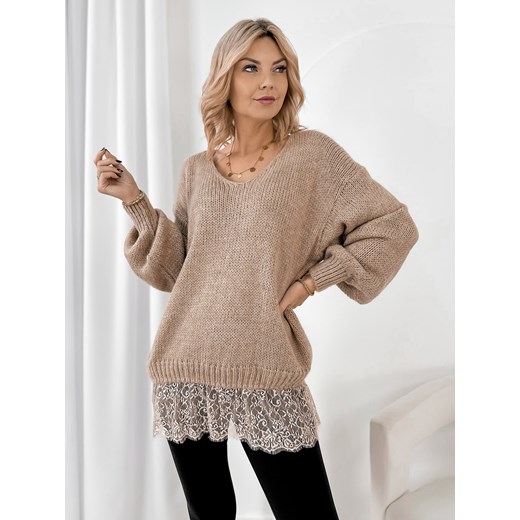 sweter sucre beżowy one size ze sklepu UBRA w kategorii Swetry damskie - zdjęcie 187953678