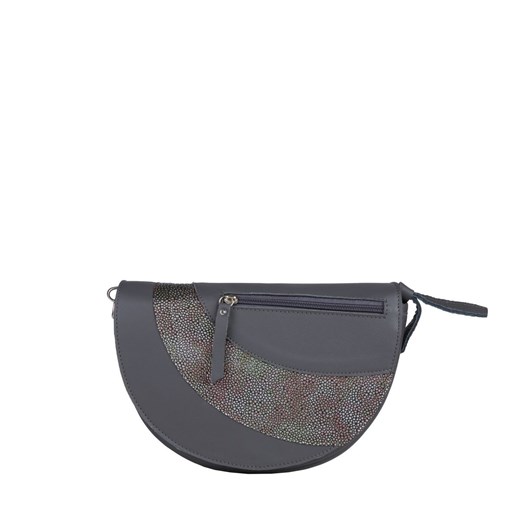 popielata torebka skórzana półokrągła z funkcją nerki Mała Mi ze sklepu Słoń Torbalski w kategorii Listonoszki - zdjęcie 187954716