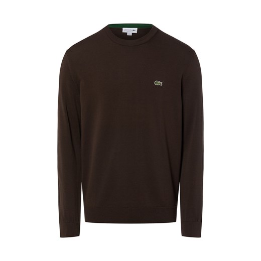 Lacoste Męski sweter Mężczyźni Bawełna czekoladowy jednolity ze sklepu vangraaf w kategorii Swetry męskie - zdjęcie 187957298