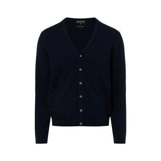 Finshley & Harding Męski kardigan z zawartością kaszmiru Mężczyźni Bawełna granatowy jednolity ze sklepu vangraaf w kategorii Swetry męskie - zdjęcie 187957299