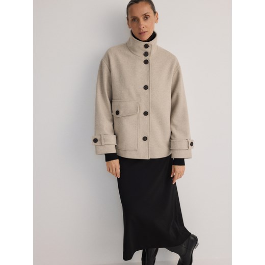 Reserved - Kurtka z wełną - beżowy Reserved M wyprzedaż Reserved