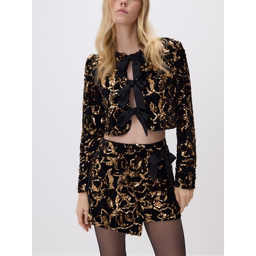 Reserved - Cekinowa marynarka z kokardami - czarny ze sklepu Reserved w kategorii Marynarki damskie - zdjęcie 187959135