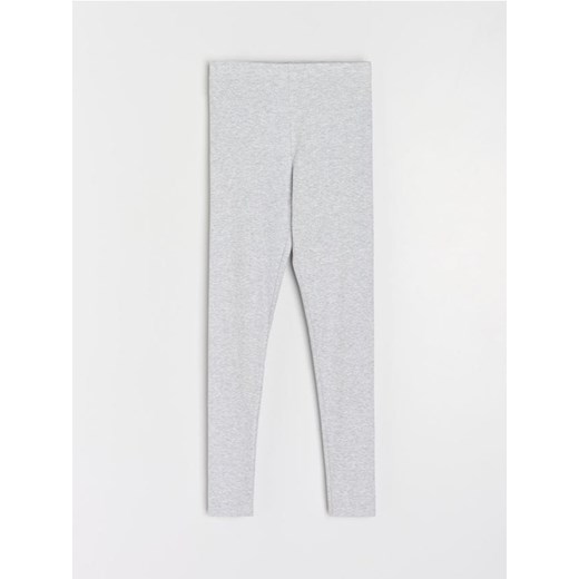 Sinsay - Prążkowane legginsy z gumką w pasie - szary ze sklepu Sinsay w kategorii Spodnie damskie - zdjęcie 187961208
