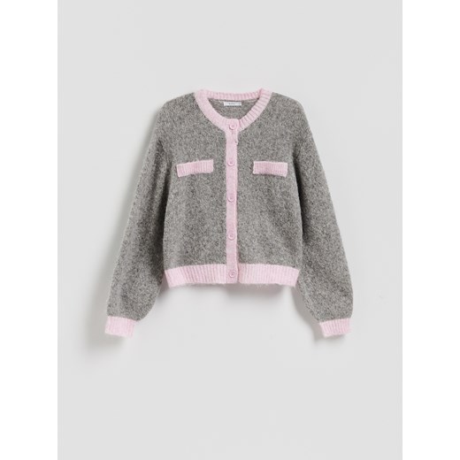 Reserved - Kardigan z kontrastową lamówką - wielobarwny ze sklepu Reserved w kategorii Swetry damskie - zdjęcie 187961449