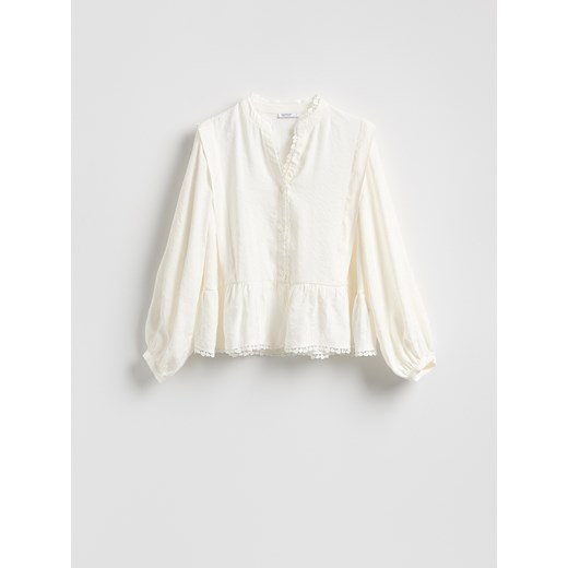 Reserved - Bluzka z modalem - złamana biel ze sklepu Reserved w kategorii Bluzki damskie - zdjęcie 187962066