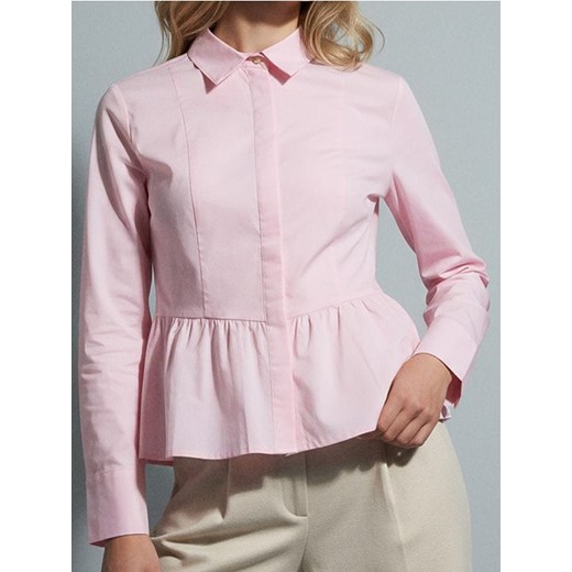 Sinsay - Koszula z krytą plisą i falbaną - różowy ze sklepu Sinsay w kategorii Koszule damskie - zdjęcie 187962236
