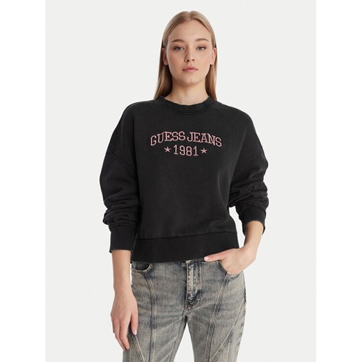 Guess Jeans Bluza W6RQ04 KCPR1 Czarny Regular Fit ze sklepu MODIVO w kategorii Bluzy damskie - zdjęcie 187962678