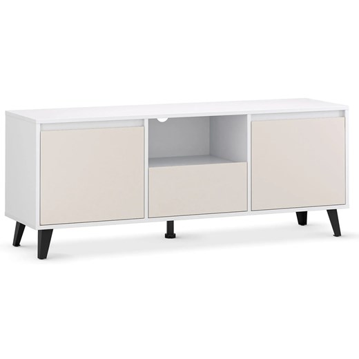 Minimalistyczna szafka RTV biały + kaszmir N5-E04 ze sklepu Edinos.pl w kategorii Szafki RTV - zdjęcie 187963827