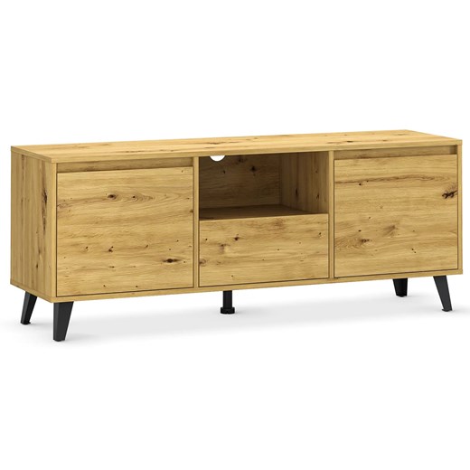 Minimalistyczna szafka pod telewizor z szufladą dąb artisan F8-S84 ze sklepu Edinos.pl w kategorii Szafki RTV - zdjęcie 187963835