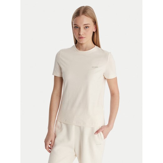 Guess T-Shirt V6RI07 J1314 Écru Regular Fit ze sklepu MODIVO w kategorii Bluzki damskie - zdjęcie 187964396