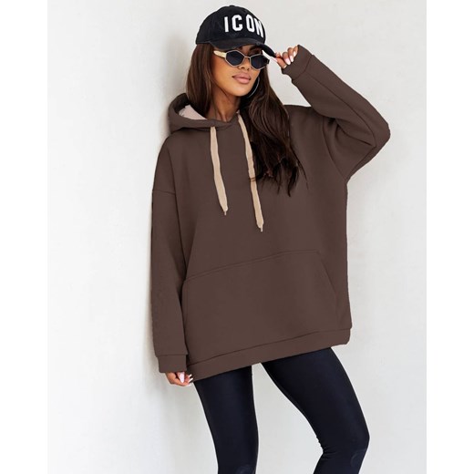 Bluza oversize damska fioletowa gruba z kapturem ze sklepu goodlookin.pl w kategorii Bluzy damskie - zdjęcie 187964917