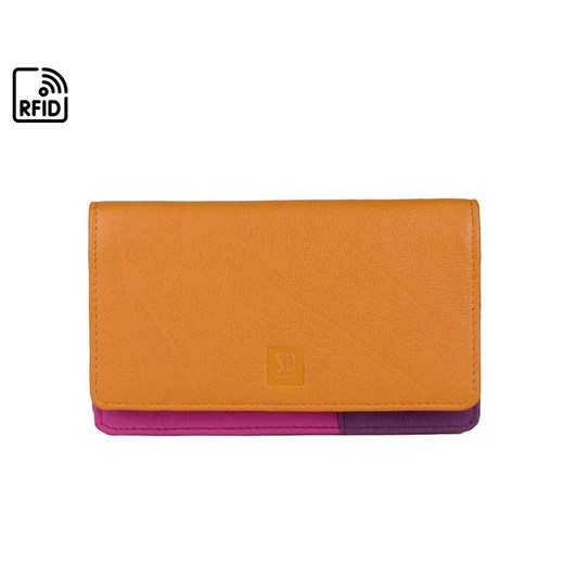 pomarańczowy portfel skórzany damski z kolorowym wnętrzem ze sklepu Słoń Torbalski w kategorii Portfele damskie - zdjęcie 187965006