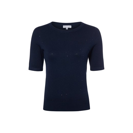 Marie Lund Damski sweter z krótkim rękawem Kobiety wiskoza granatowy jednolity ze sklepu vangraaf w kategorii Swetry damskie - zdjęcie 187965128