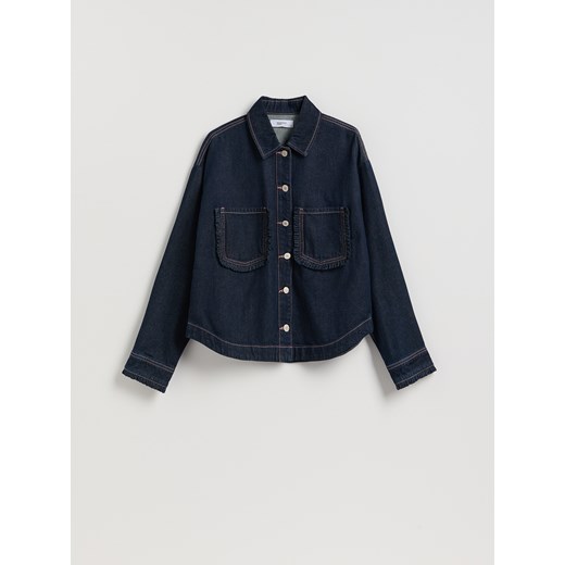Reserved - Koszula z falbankami - granatowy Reserved XL Reserved