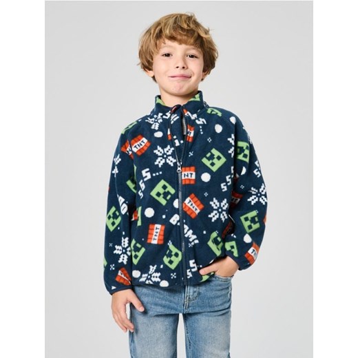 Sinsay - Rozpinana bluza polarowa ze stójką Minecraft - granatowy ze sklepu Sinsay w kategorii Bluzy chłopięce - zdjęcie 187969996