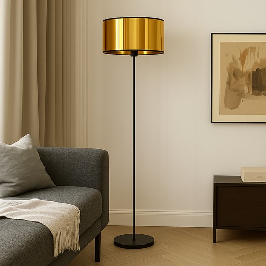 Czarno-złota lampa stojąca do sypialni WERONA MIRROR w stylu glamour ze sklepu Lysne w kategorii Lampy podłogowe - zdjęcie 187973946