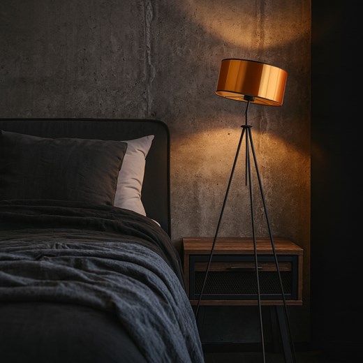 Czarna lampa stojąca na trójnogu do salonu MALMO MIRROR ze sklepu Lysne w kategorii Lampy podłogowe - zdjęcie 187973966