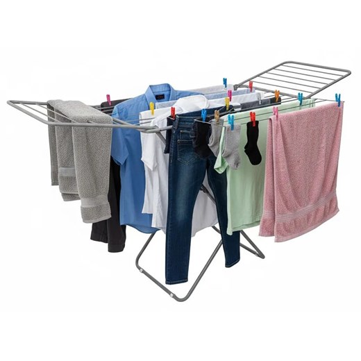 Srebrna rozkładana suszarka na pranie N0-R93 ze sklepu Edinos.pl w kategorii Akcesoria łazienkowe - zdjęcie 187974279