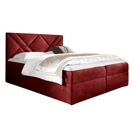 Czerwone pikowane łóżko kontynentalne 5 rozmiarów - Velvaro ze sklepu Edinos.pl w kategorii Łóżka i materace - zdjęcie 187974679