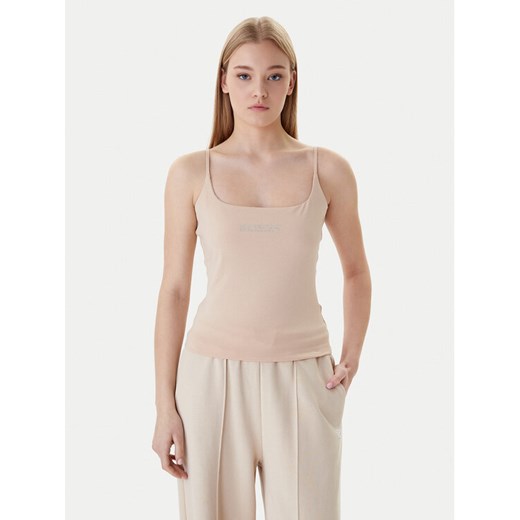 Guess Top V5GP22 J1314 Beżowy Slim Fit ze sklepu MODIVO w kategorii Bluzki damskie - zdjęcie 187978815