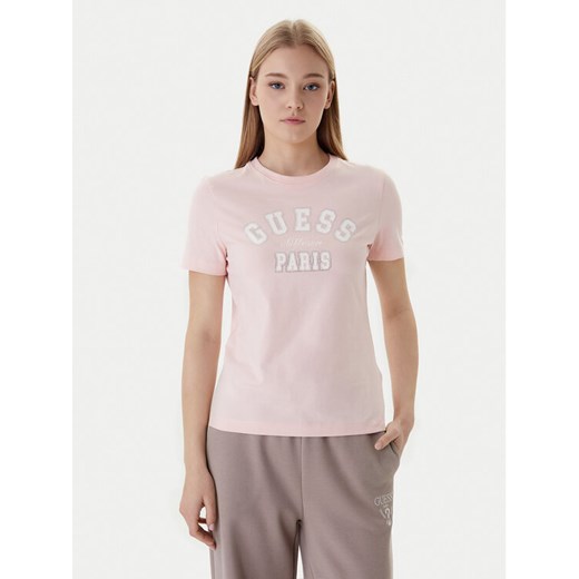 Guess T-Shirt V6RI15 J1314 Różowy Regular Fit ze sklepu MODIVO w kategorii Bluzki damskie - zdjęcie 187978865