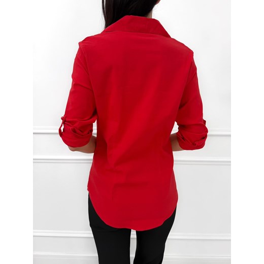 Czerwona Koszula z Koronką Modnakiecka.pl 38 ModnaKiecka.pl