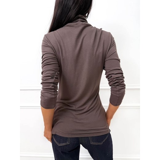 Brązowa Bluzka z Golfem Modnakiecka.pl L/XL ModnaKiecka.pl