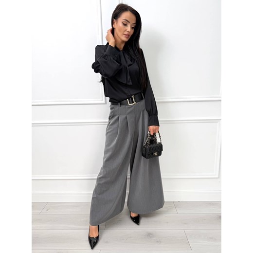Szare Eleganckie Spodnie z Szerokimi Nogawkami Modnakiecka.pl S/M ModnaKiecka.pl