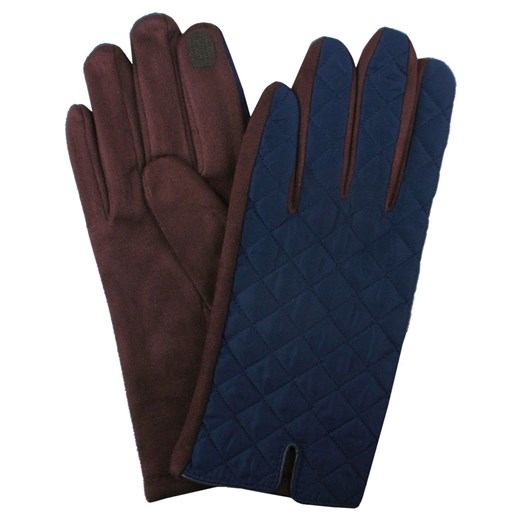 Eleganckie Pikowane Rękawiczki Męskie - Granat z Brązem RKWEMACSHSTR0013pikNIEB ze sklepu JegoSzafa.pl w kategorii Rękawiczki męskie - zdjęcie 187980076