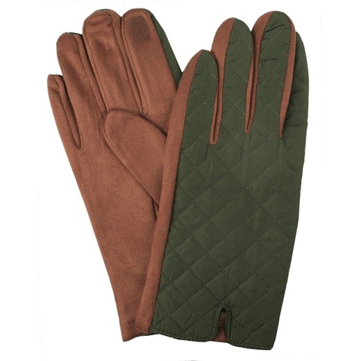 Eleganckie Pikowane Rękawiczki Męskie - Zieleń i Jasny Brąz RKWEMACSHSTR0014pikZIEL ze sklepu JegoSzafa.pl w kategorii Rękawiczki męskie - zdjęcie 187980078