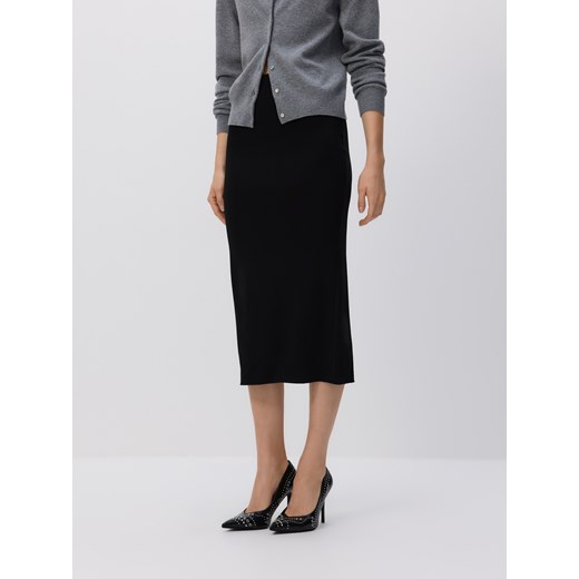 Reserved - Spódnica midi z wiskozą - czarny ze sklepu Reserved w kategorii Spódnice - zdjęcie 187983196