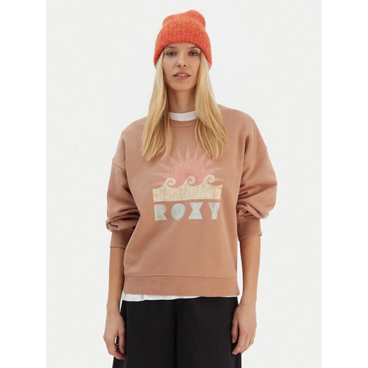 Roxy Bluza ERJFT04874 Brązowy Relaxed Fit ze sklepu MODIVO w kategorii Bluzy damskie - zdjęcie 187984728