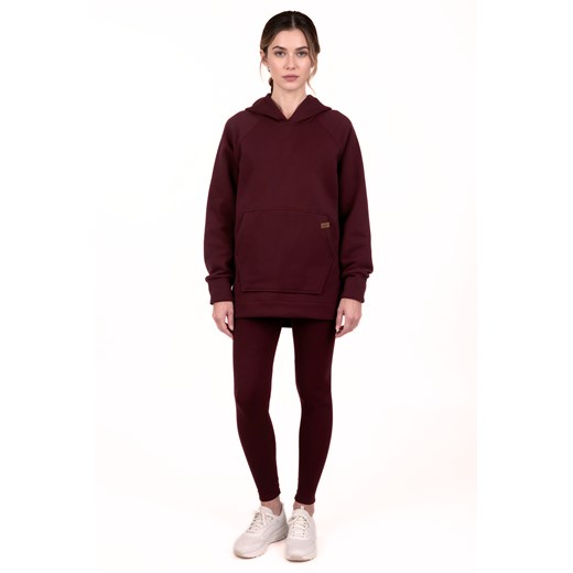 Vivisence 9207kmpl komplet bluza z kapturem, prążkowane legginsy bordowy ze sklepu kontri.pl w kategorii Komplety i garnitury damskie - zdjęcie 187986786