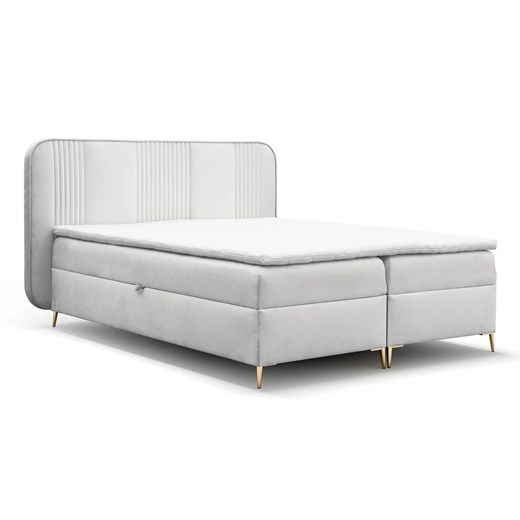 Jasnoszare nowoczesne łóżko kontynentalne 4 rozmiary - Averell ze sklepu Edinos.pl w kategorii Łóżka i materace - zdjęcie 187987807