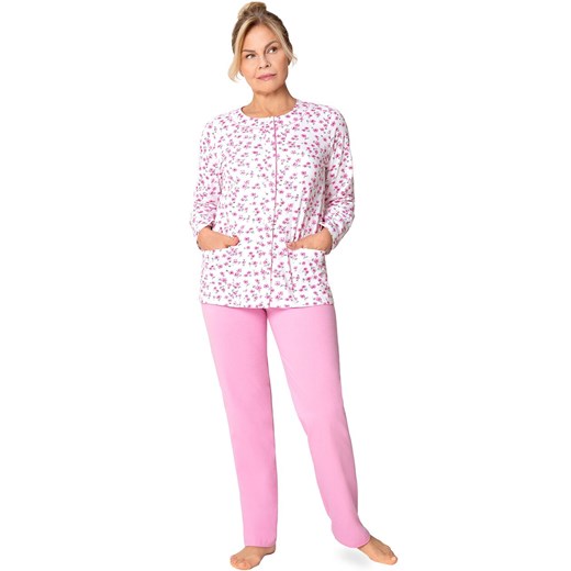 Długa bawełniana piżama damska rozpinana Maria III 202 34, Kolor biało-różowy, Rozmiar 2XL, MARTEL ze sklepu Intymna w kategorii Piżamy damskie - zdjęcie 187988049