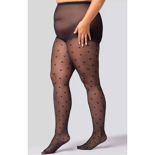 Rajstopy damskie w grochy plus size Polka Dot 30 DEN, Kolor czarny, Rozmiar 6, Mona Queen Size ze sklepu Intymna w kategorii Rajstopy - zdjęcie 187988206